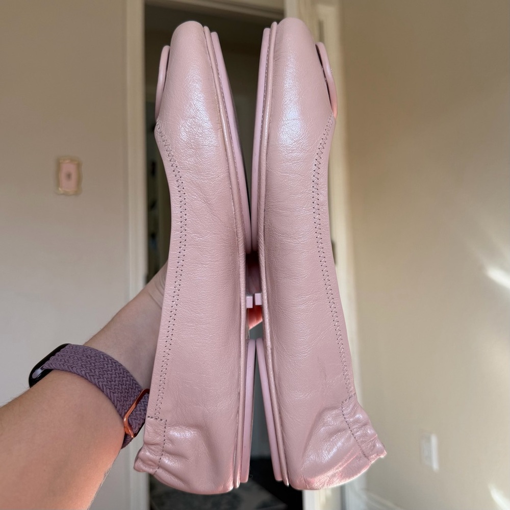 Tory Burch Minnie Travel Ballet with Leather Logo Goat Leather Flat - Picture 6 of 9